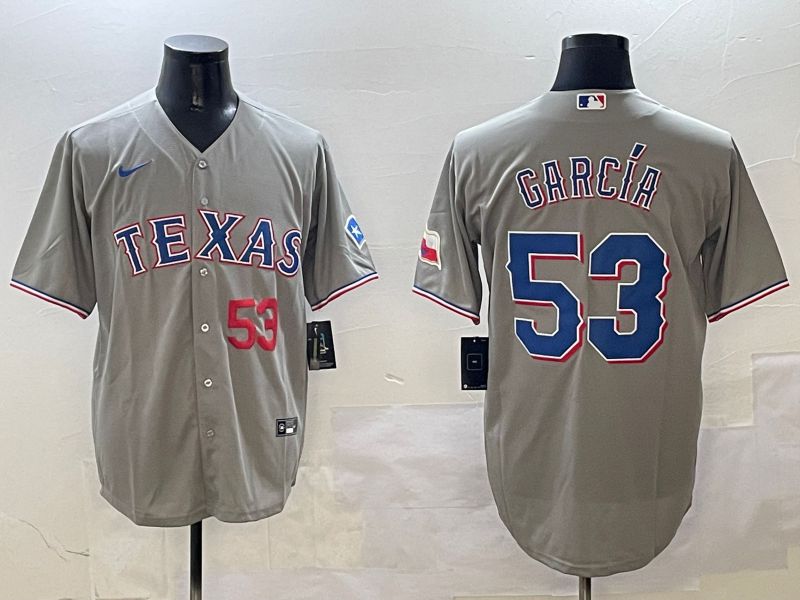 Men Texas Rangers 53 Garcia Grey Game 2025 Nike MLB Jersey style 4